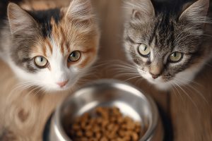 餌を食べる子猫