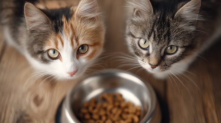 餌を食べる子猫